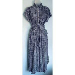 Max Studio London Long Dress Blue and White Size Small NWT